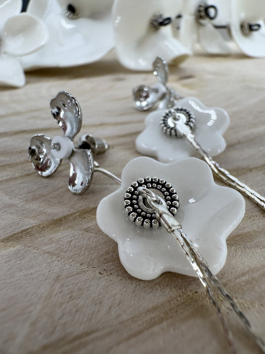 Porcelain earrings Large flower N.2