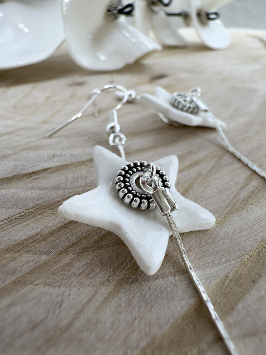 Porcelain earrings Large star