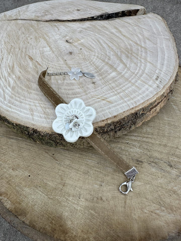 Velvet flower bracelet with mandala